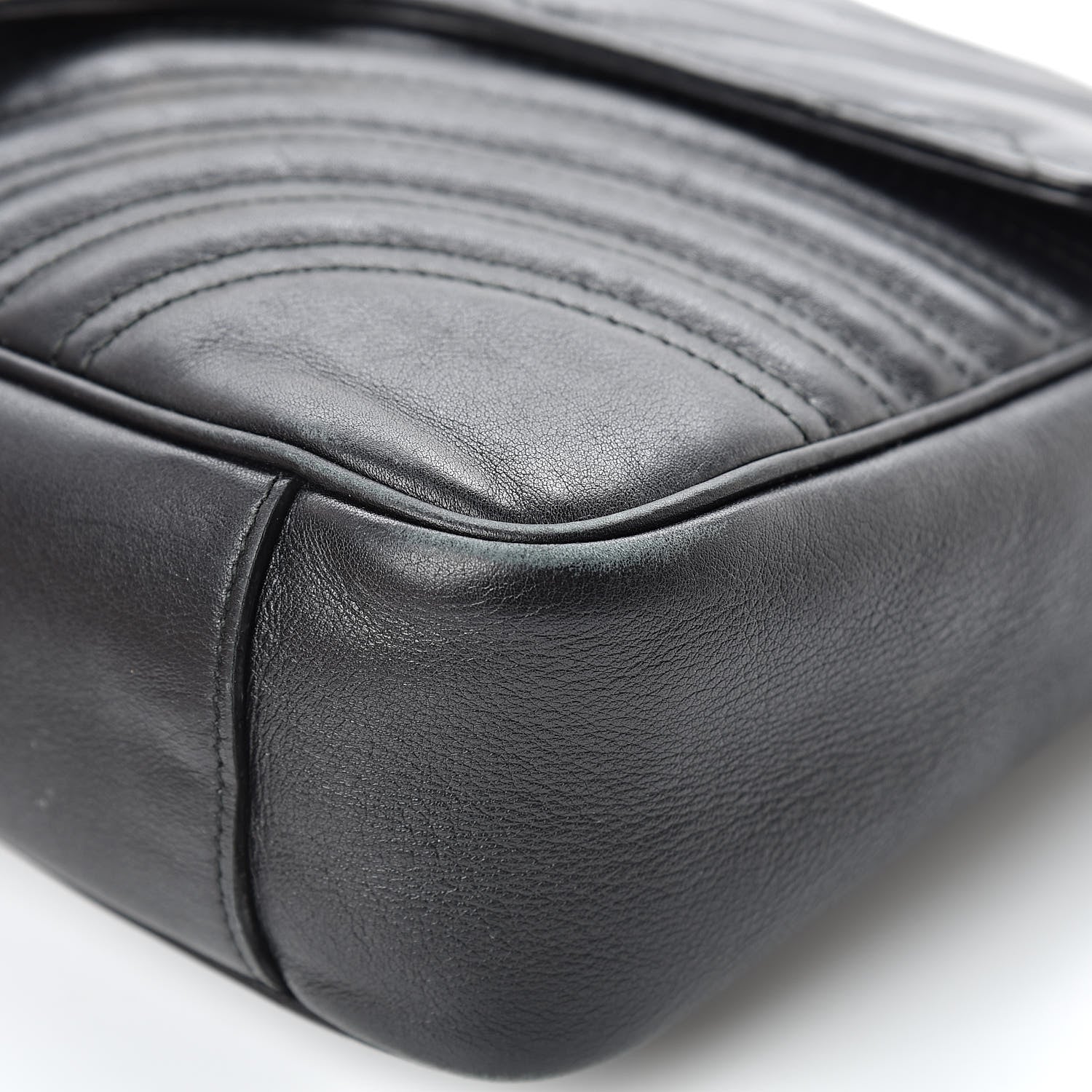 Gucci Calfskin Matelasse Medium GG Marmont Shoulder Bag Black 10 of 15