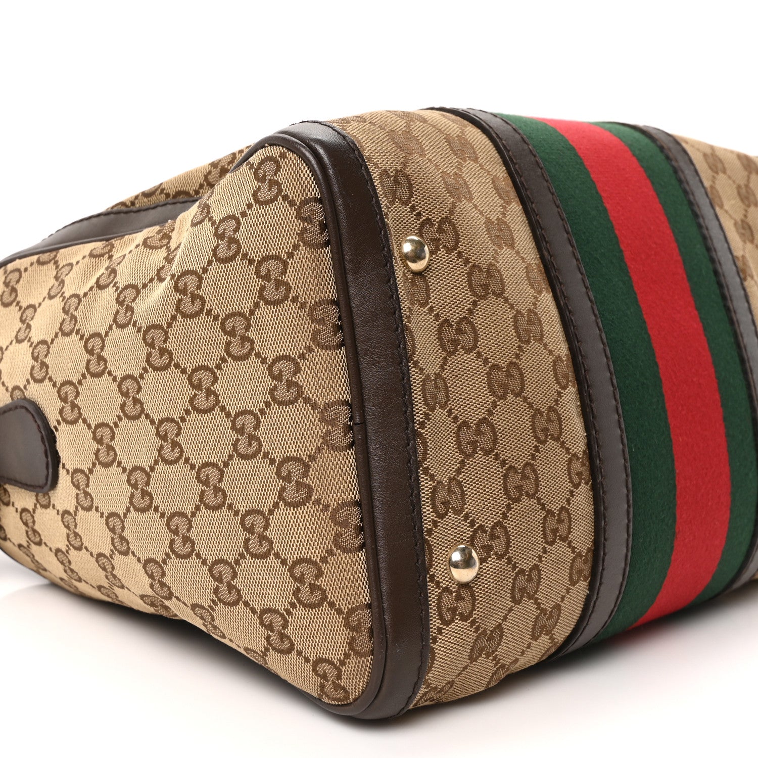 Gucci Monogram Vintage Web Medium Boston Dark Brown 9 of 10