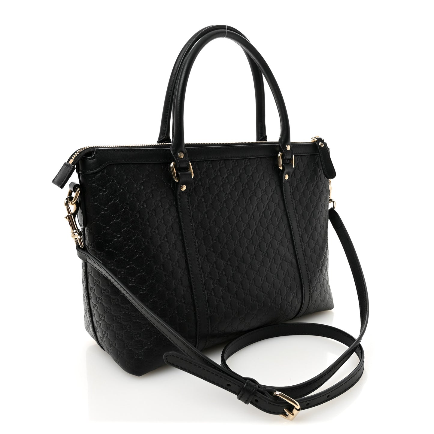 Soft Microguccissima Small Zippered Satchel Black