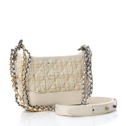 Chanel Tweed Calfskin Quilted Small Gabrielle Hobo Beige Ivory 3 of 11