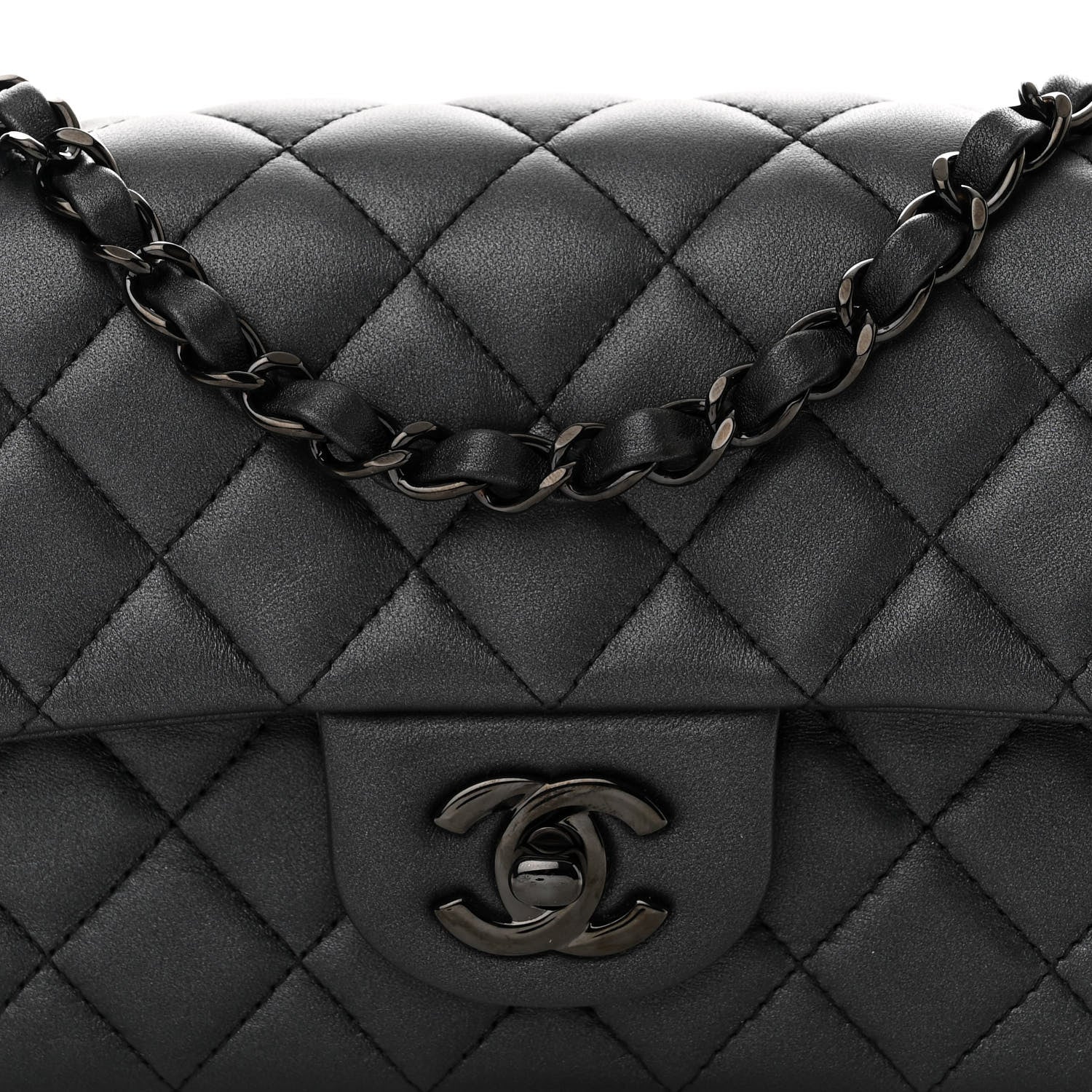 Chanel Lambskin Quilted Mini Rectangular Flap So Black 8 of 11