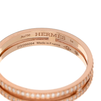 Hermes 18K Rose Gold Diamond Ariane Wedding Band Ring 54 6.75 4 of 5