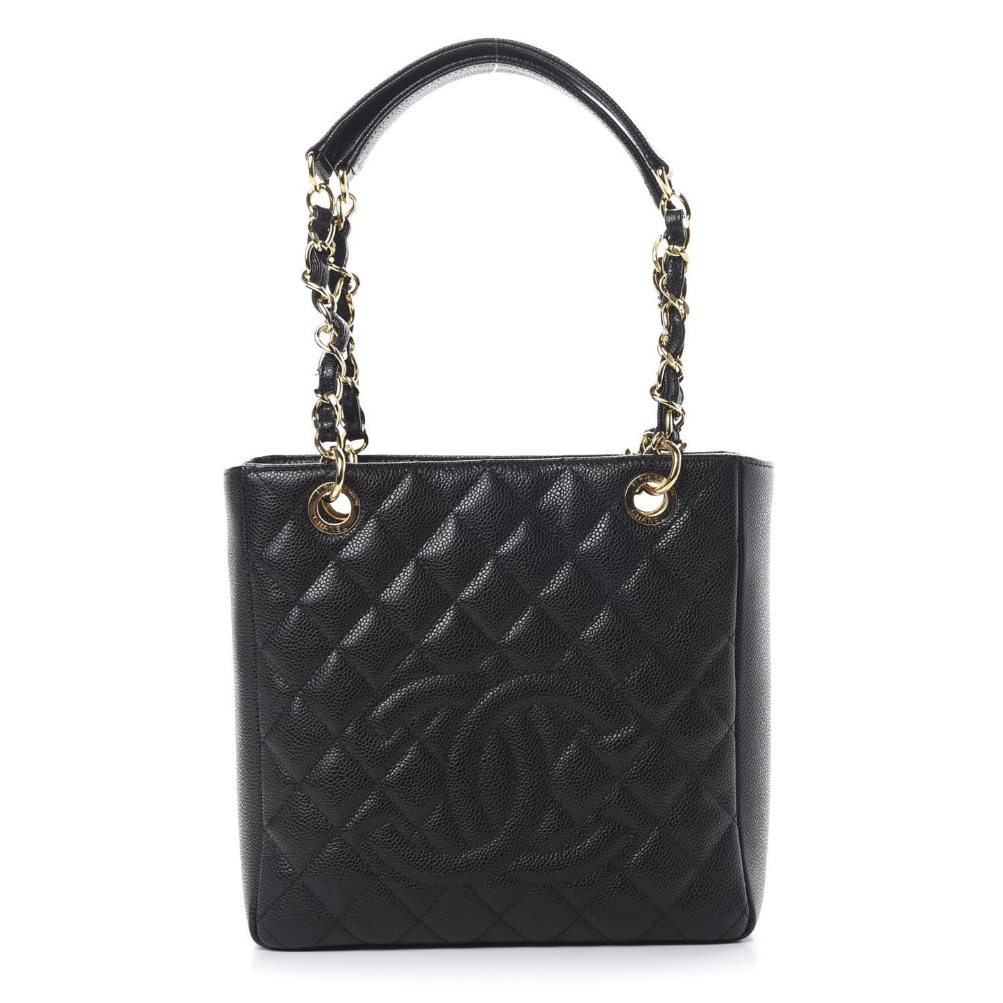 Caviar Quilted Petit Shopping Tote PST Black