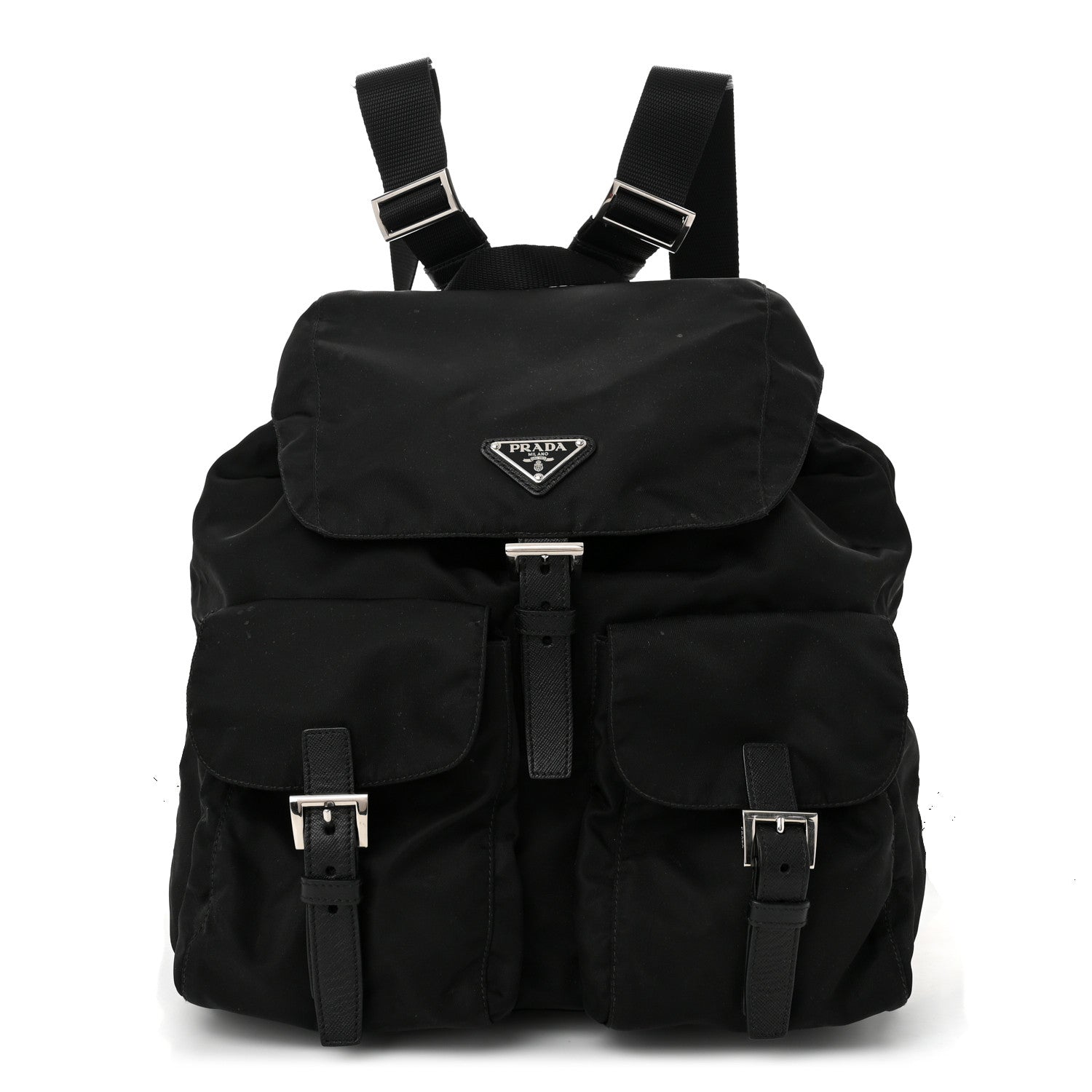 Prada Tessuto Nylon Saffiano Medium Backpack Black 1 of 10