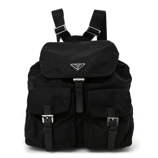 Tessuto Nylon Saffiano Medium Backpack Black