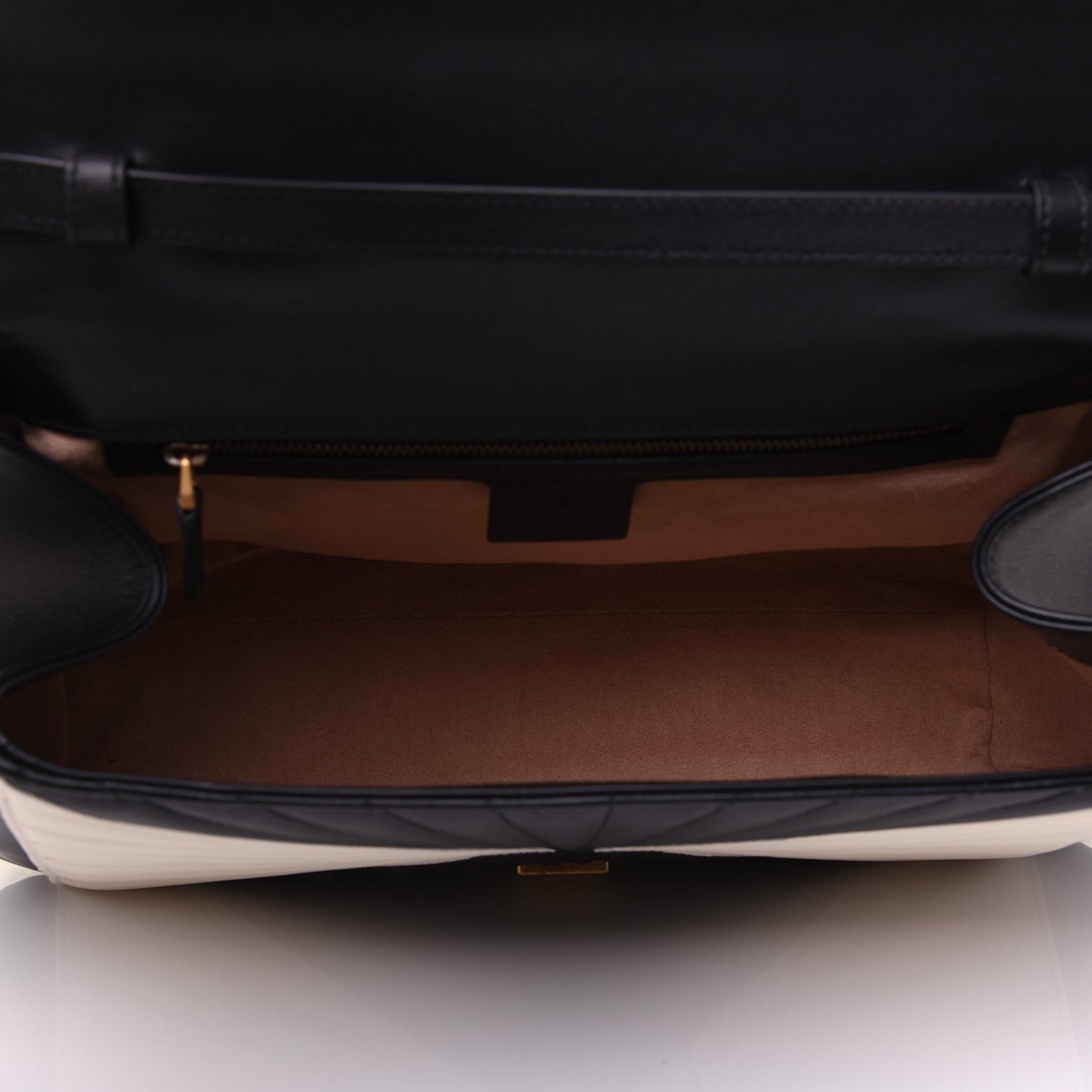 Calfskin Bamboo Trapuntata Queen Margaret Top Handle Bag Mystic White Black