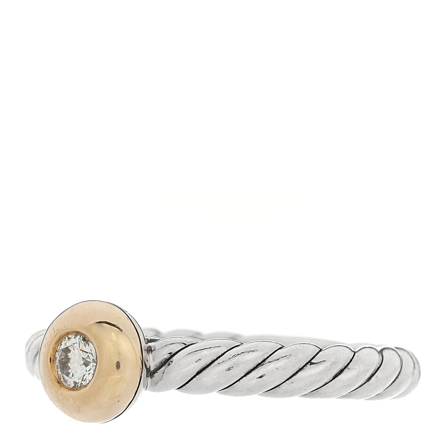 Sterling Silver 14K Yellow Gold Diamond Petite Cable Ring 52 6