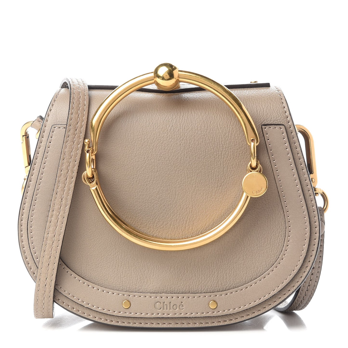 Calfskin Suede Small Nile Bracelet Bag Motty Grey