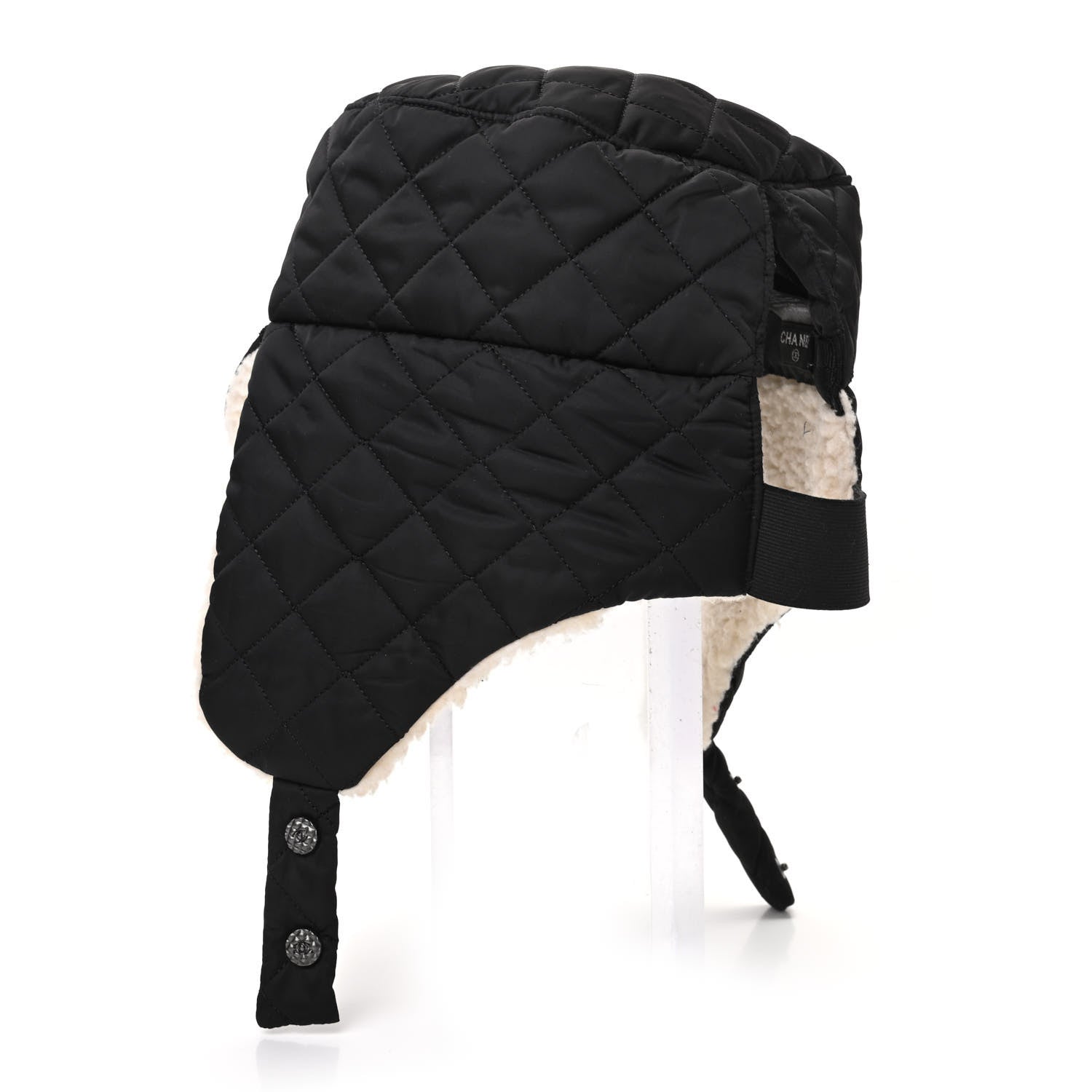Chanel Nylon Quilted Coco Niege Hat M Black 3 of 5