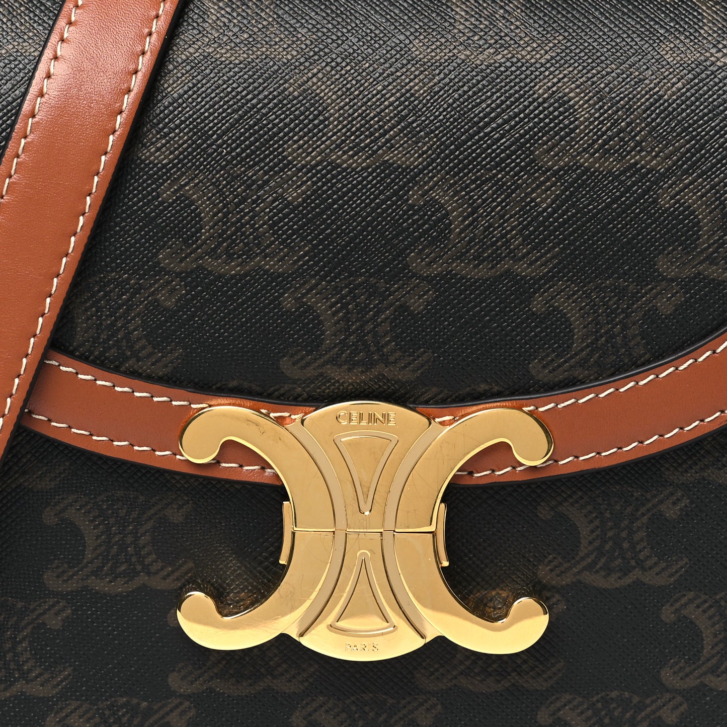 Canvas Calfskin Triomphe Teen Besace Tan