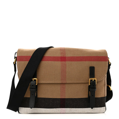 Burberry Canvas Mega Check Large Baildon Messenger Bag Black 1 of 10