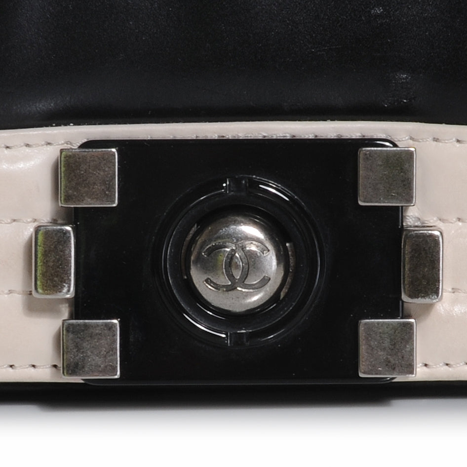 Chanel Glazed Calfskin Medium Boy Flap Black White 5 of 8