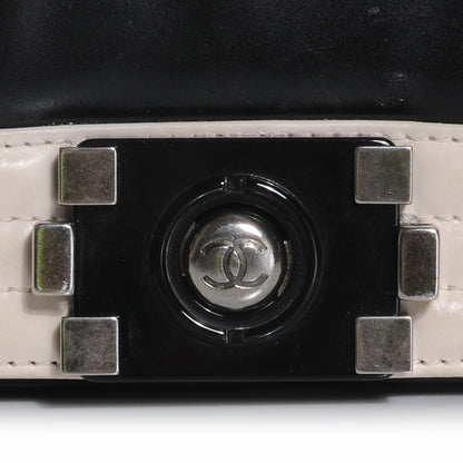 Chanel Glazed Calfskin Medium Boy Flap Black White 5 of 8