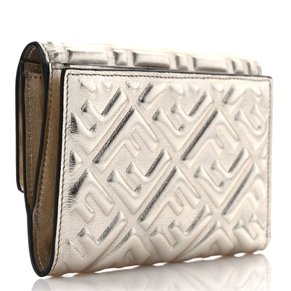 Fendi Vitello Catalan Mirror FF 1974 Embossed Medium Wallet Champagne 3 of 7