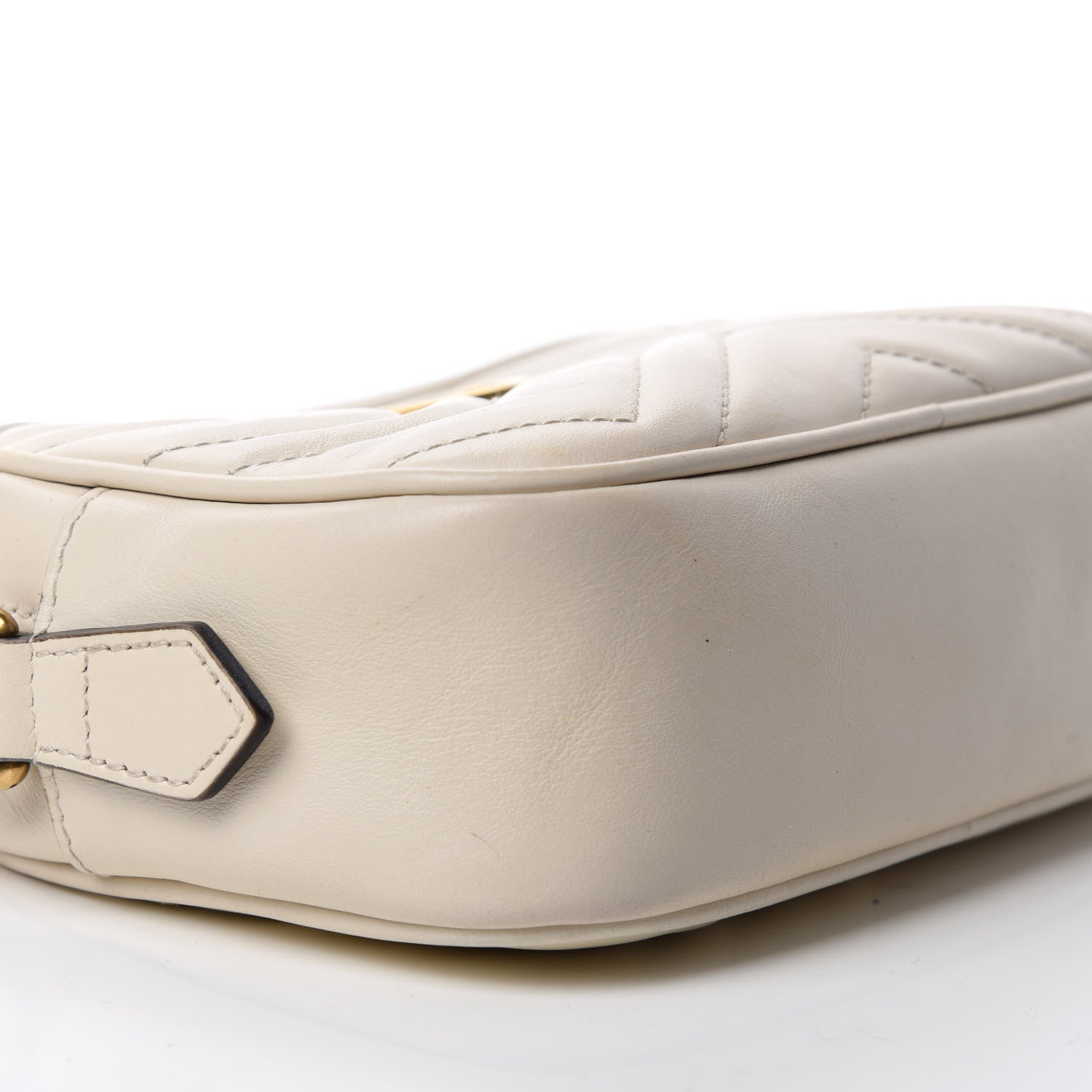 Gucci Calfskin Matelasse Mini GG Marmont Chain Shoulder Bag White 6 of 13