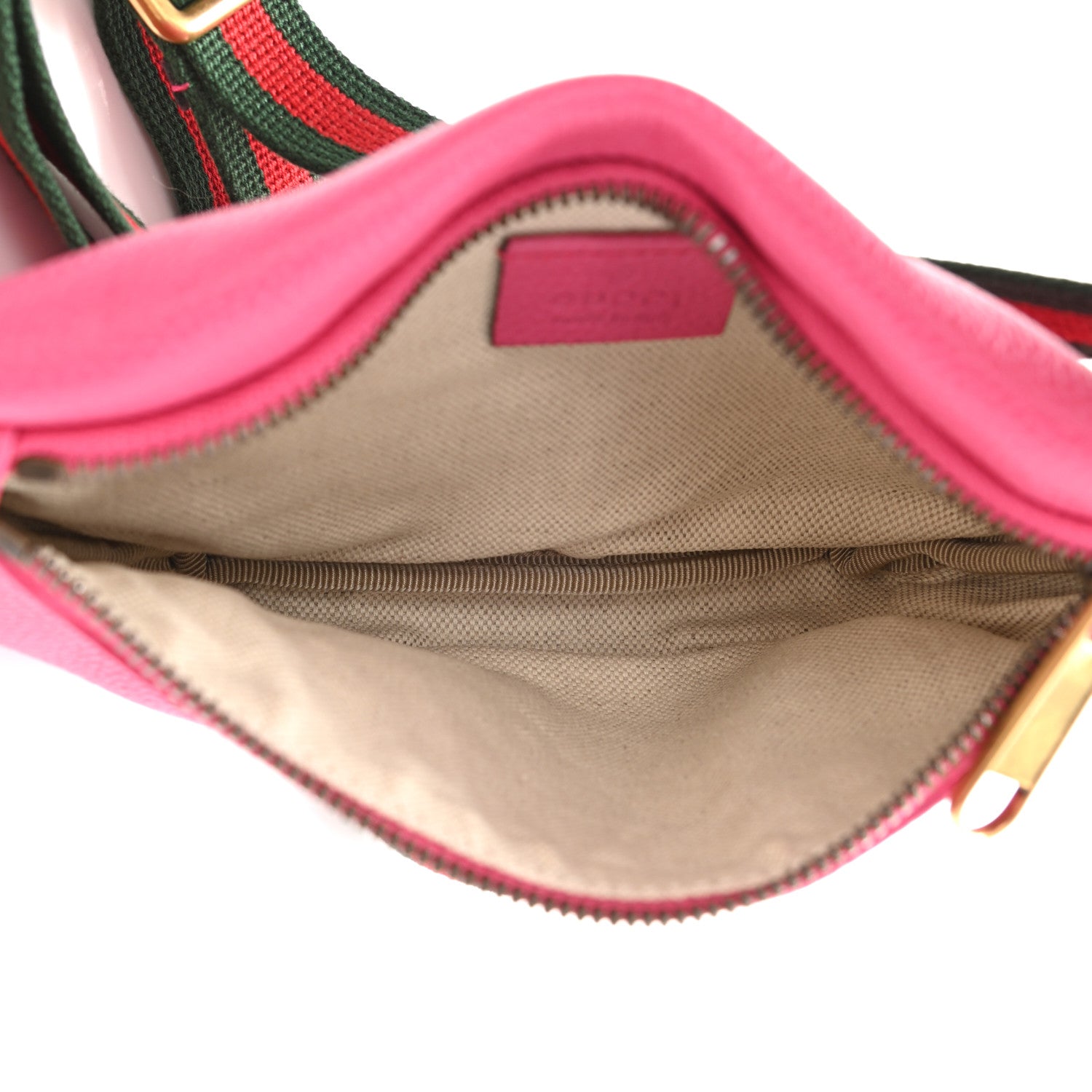 Gucci Grained Calfskin Small Logo Belt Bag Box Pink Green 4 of 9