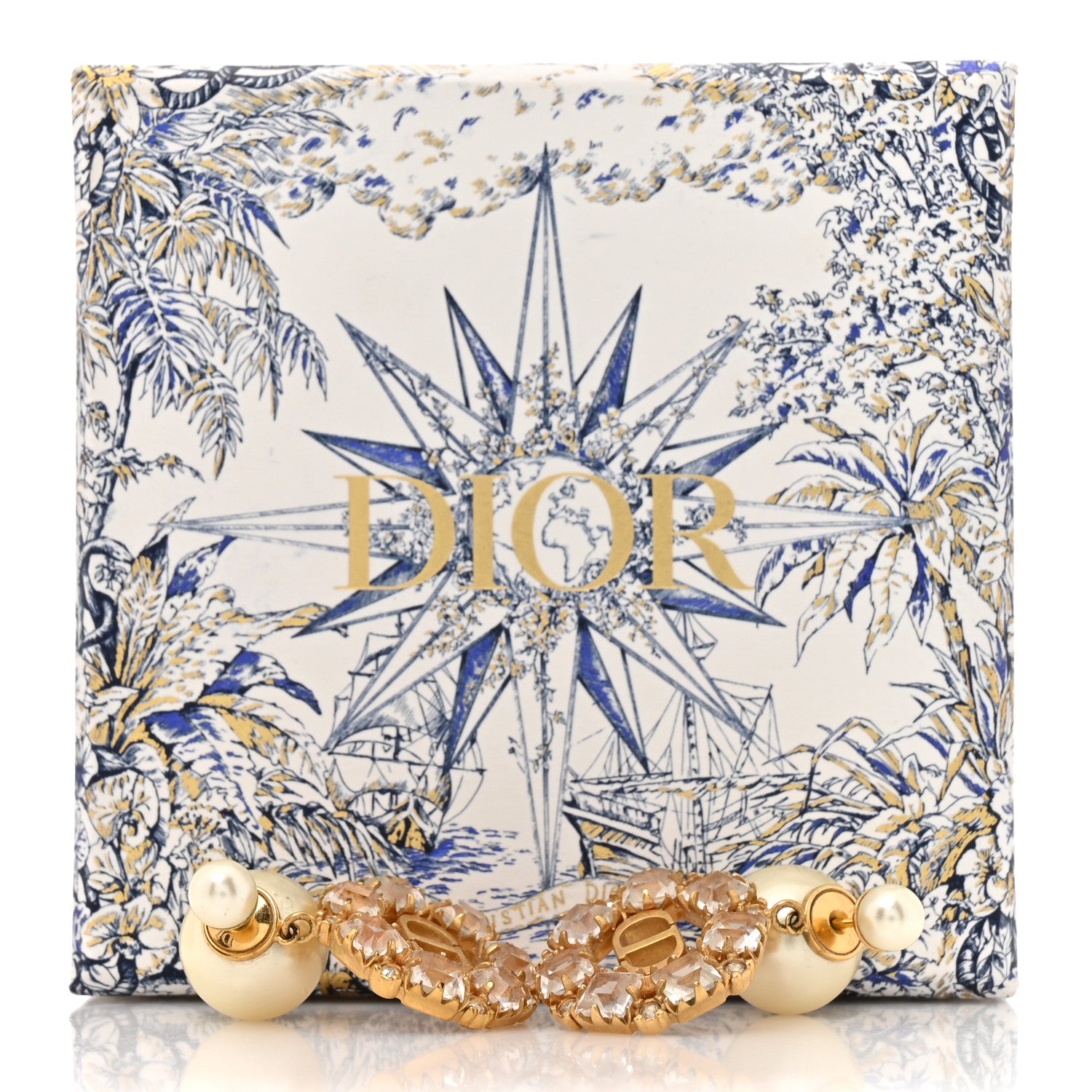Christian Dior Pearl Crystal Dior Tribales Drop Earrings Gold 6 of 6