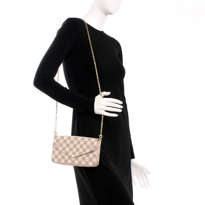 Louis Vuitton Damier Azur Pochette Felicie Chain Wallet Rose Ballerine 2 of 10