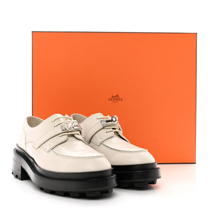 Hermes Glossed Calfskin First Derby 36 Beige Glaise 9 of 9