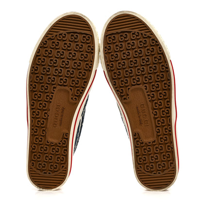 Gucci New Denim GG Monogram Womens 1977 Tennis Slip On 30mm Sneakers 37.5 Blue Tea Mystic White 6 of 9