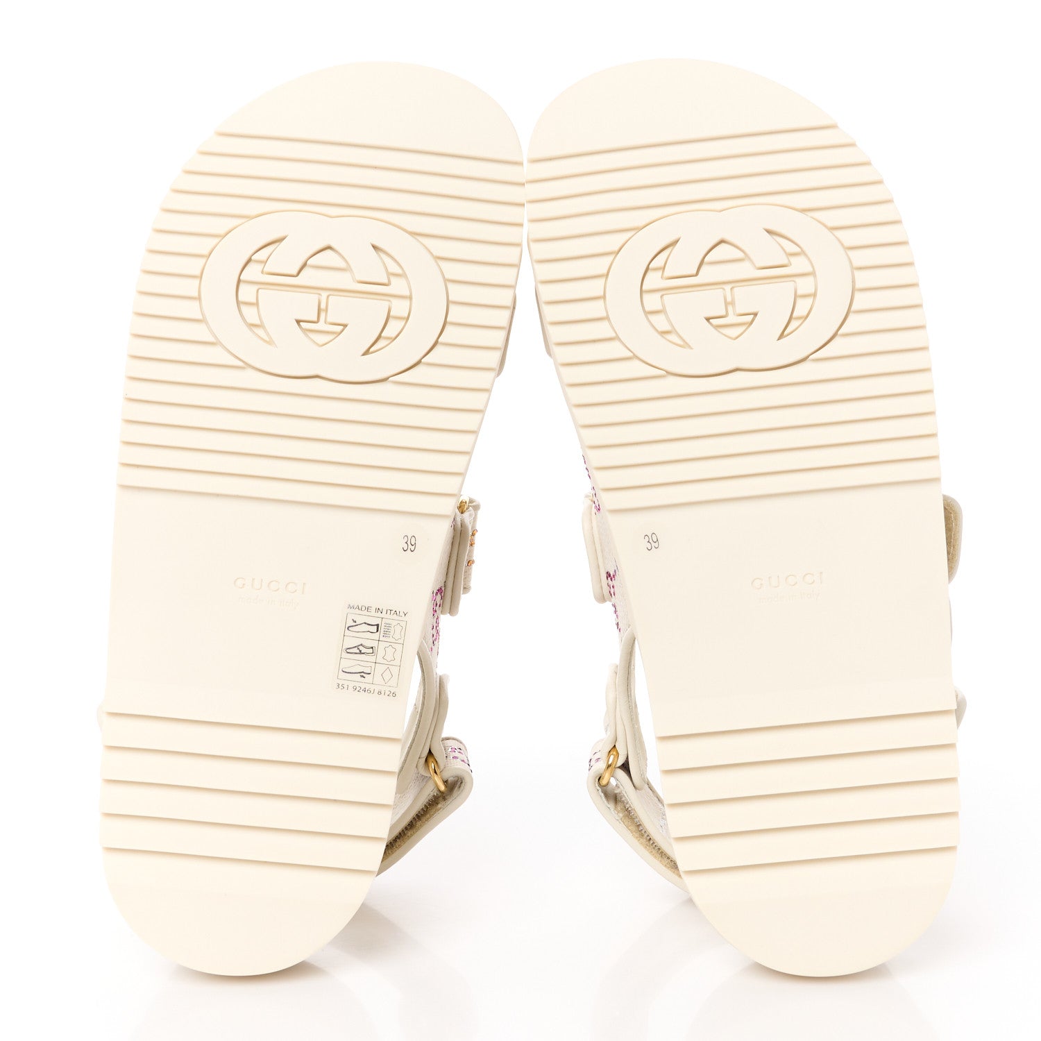 Gucci Canvas Lame Crystal GG Monogram Double G Womens Dad Sandals 39 Gardenia Silver Mystic White 5 of 9