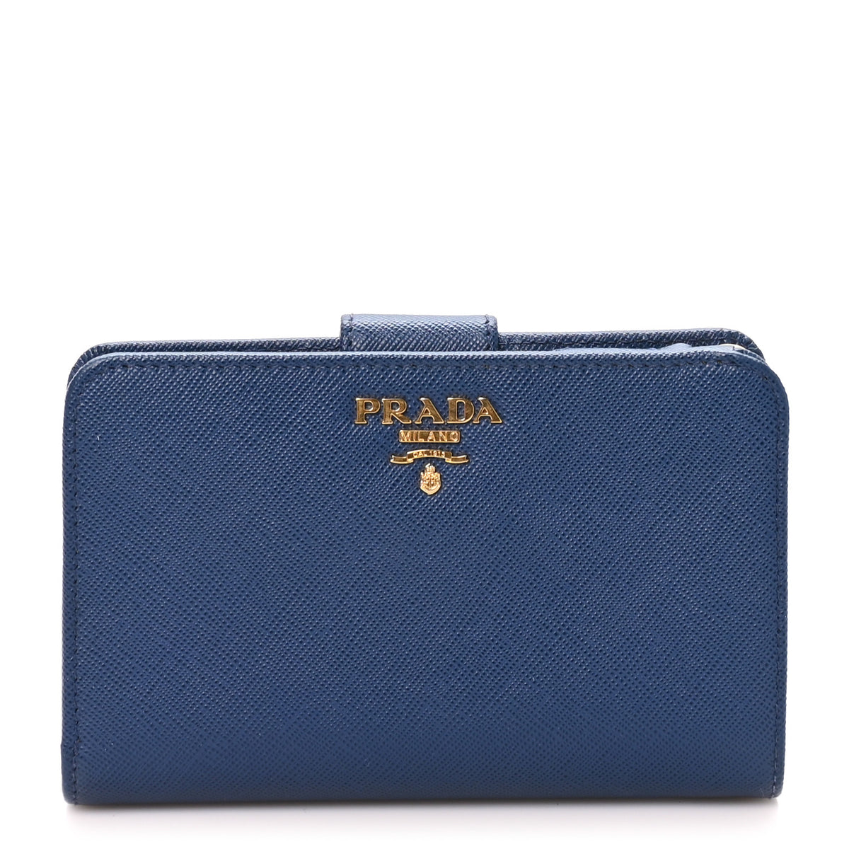 Prada Saffiano Metal Compact Wallet Bluette 1 of 9