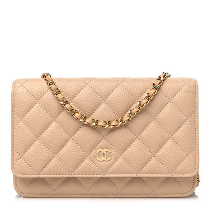 Chanel Caviar Quilted Wallet On Chain WOC Beige 1 of 11
