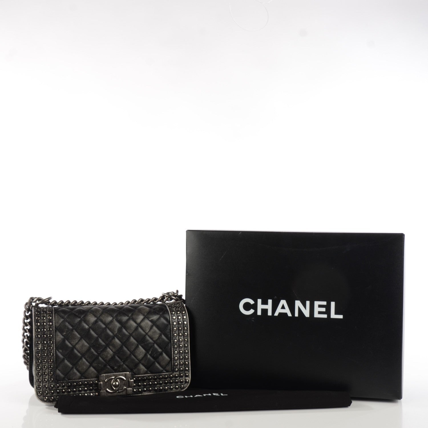 Chanel Faded Calfskin Medium Studded Boy Flap Black 5 of 11
