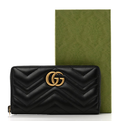 Gucci Calfskin Matelasse GG Marmont Zip Around Wallet Black 9 of 9