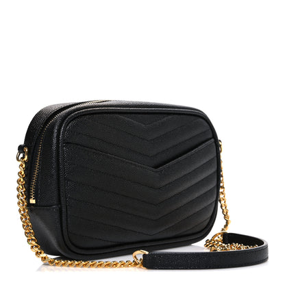 Saint Laurent Grain De Poudre Matelasse Monogram Mini Lou Camera Bag Black 3 of 10
