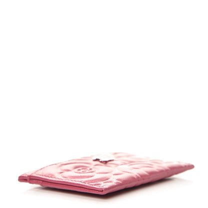 Chanel Lambskin Camellia Embossed Card Holder Fuchsia 4 of 9