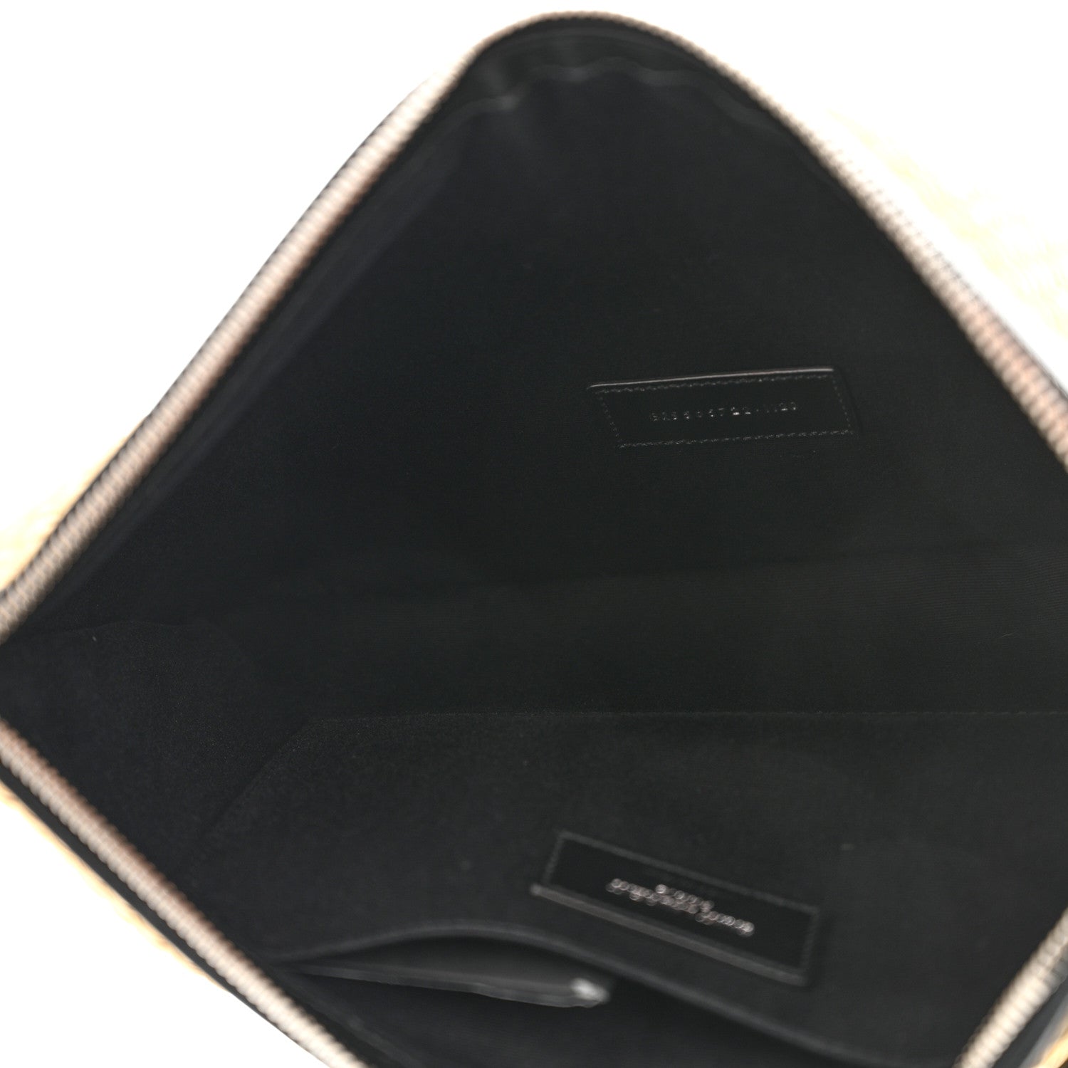 Saint Laurent Raffia Calfskin Rive Gauche Zipped Pouch Naturale Black 5 of 8