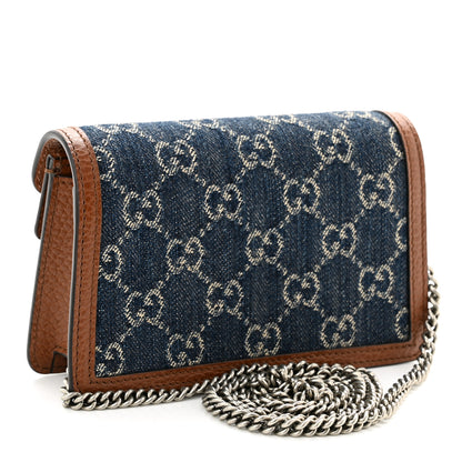 Gucci New Denim GG Monogram Dollar Calfskin Enamel Super Mini Dionysus Shoulder Bag Blue Tea Cuir Epilog Electric Blue 3 of 9