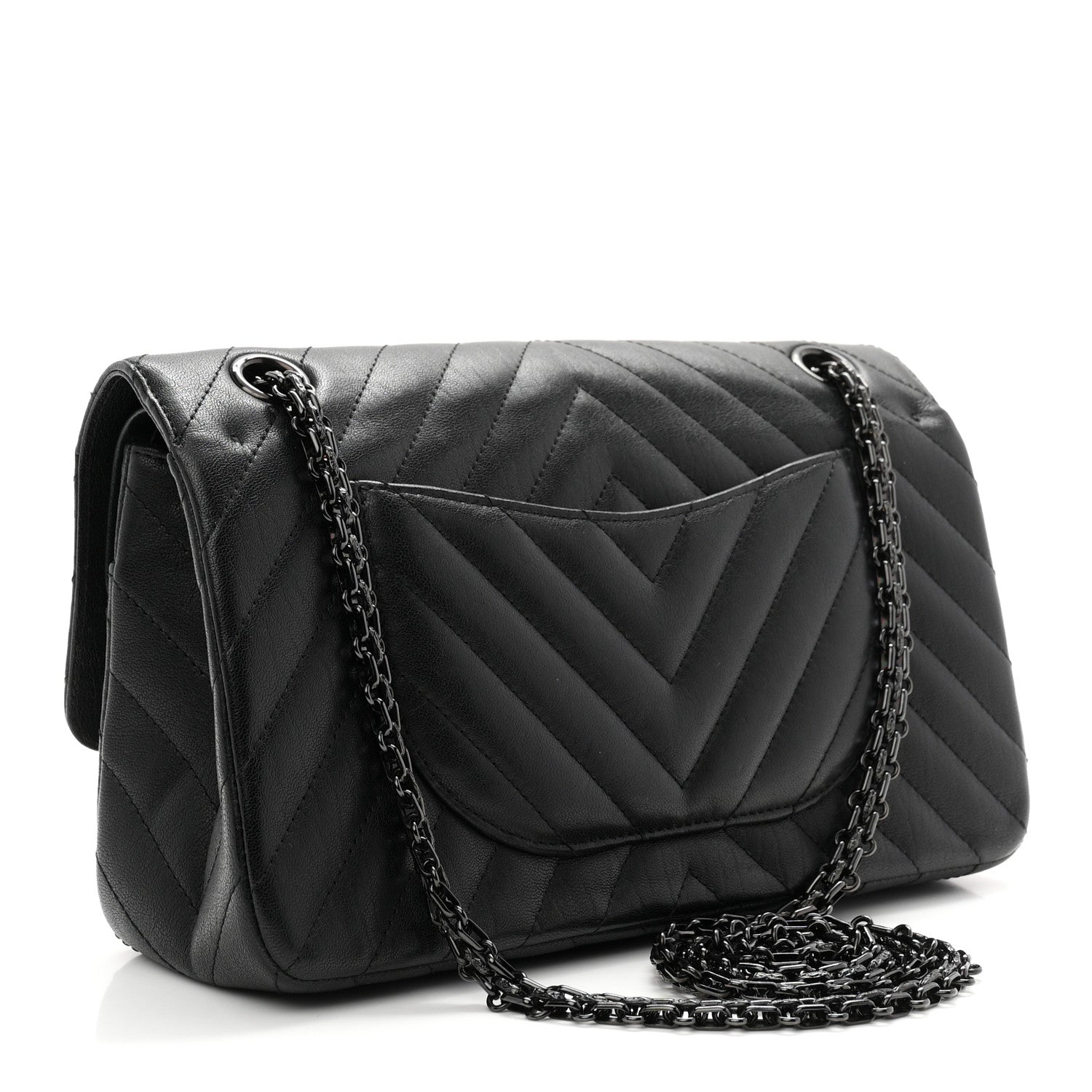 Chanel Sheepskin Chevron Quilted 2.55 Reissue 225 Double Flap So Black 3 of 10