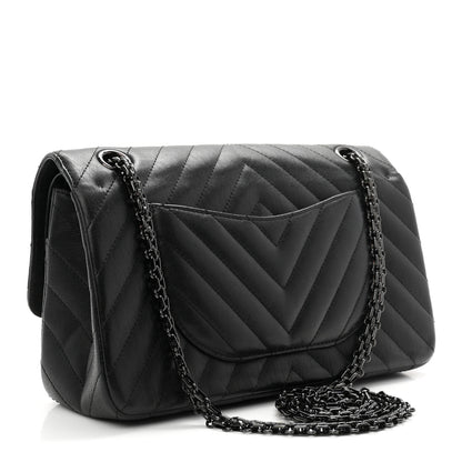 Chanel Sheepskin Chevron Quilted 2.55 Reissue 225 Double Flap So Black 3 of 10