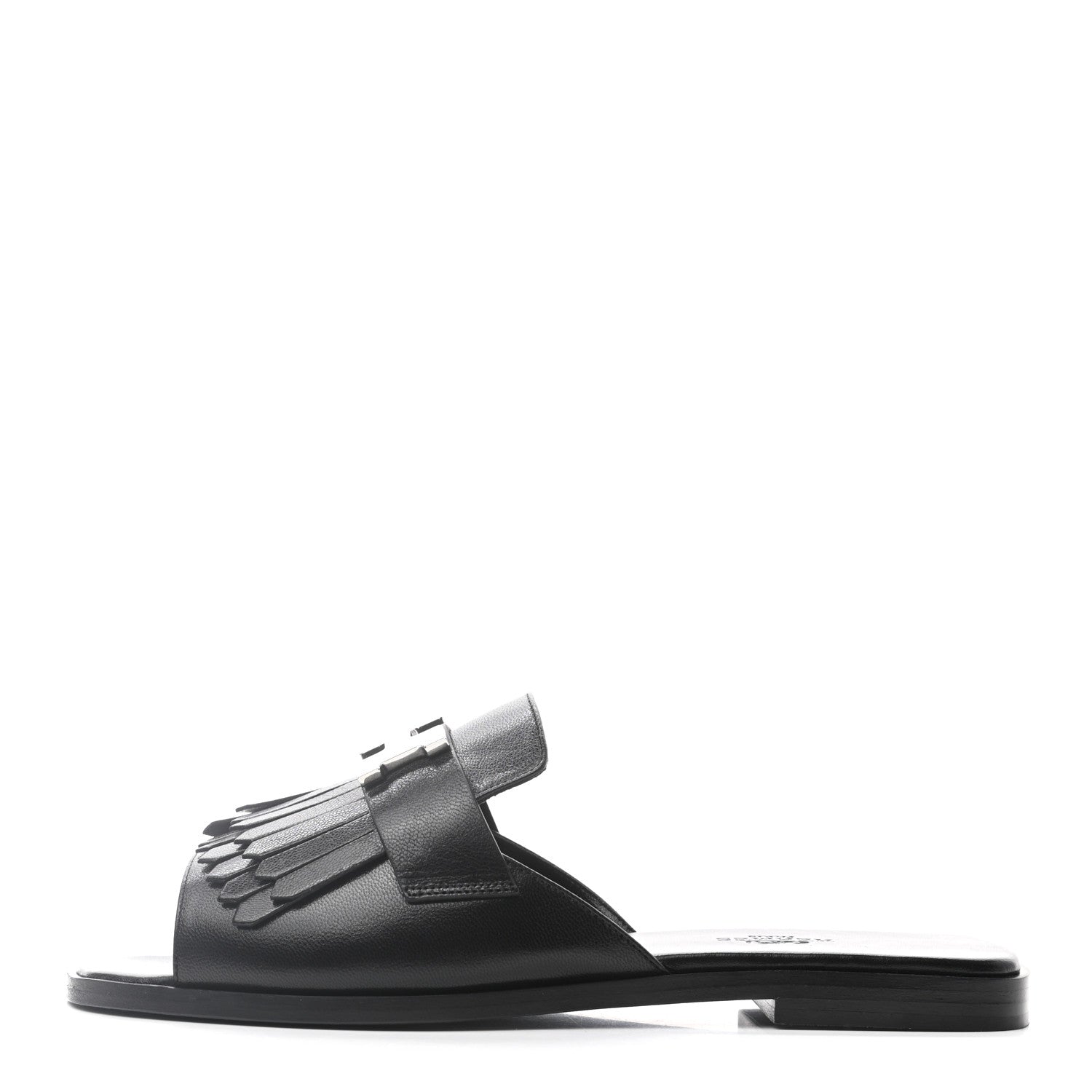 Hermes Goatskin Auteuil Sandals 37 Black 1 of 8