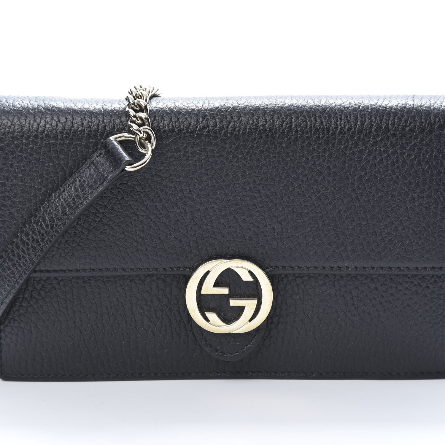 Gucci Dollar Calfskin Interlocking G Chain Wallet Black 8 of 12