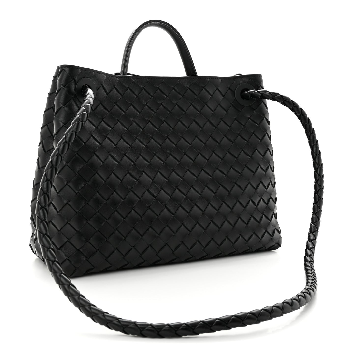 Nappa Intrecciato Medium Andiamo Shoulder Bag Black