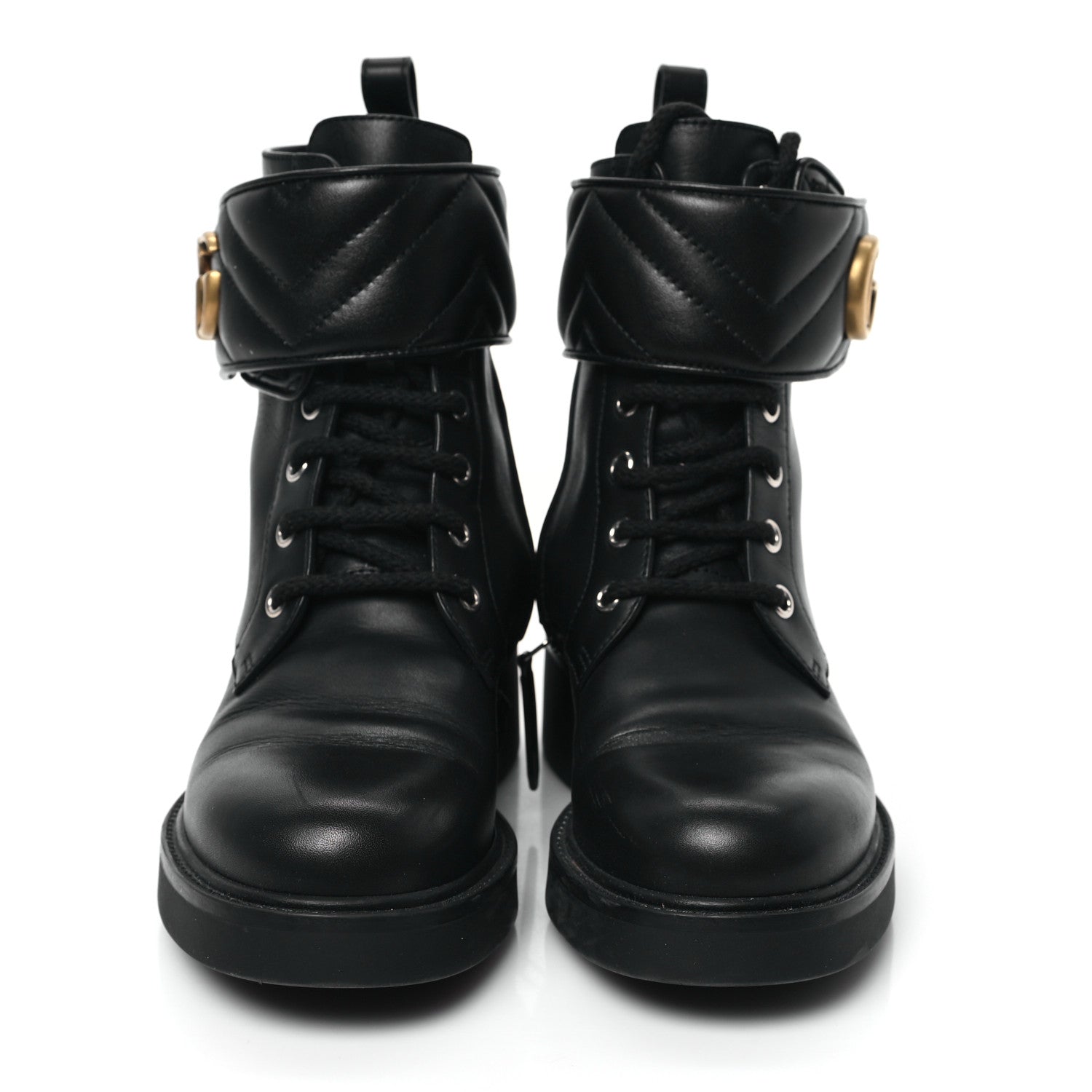 Gucci Flores Calfskin Nappa Matelasse GG 40mm Ankle Boots 36.5 Black 2 of 9