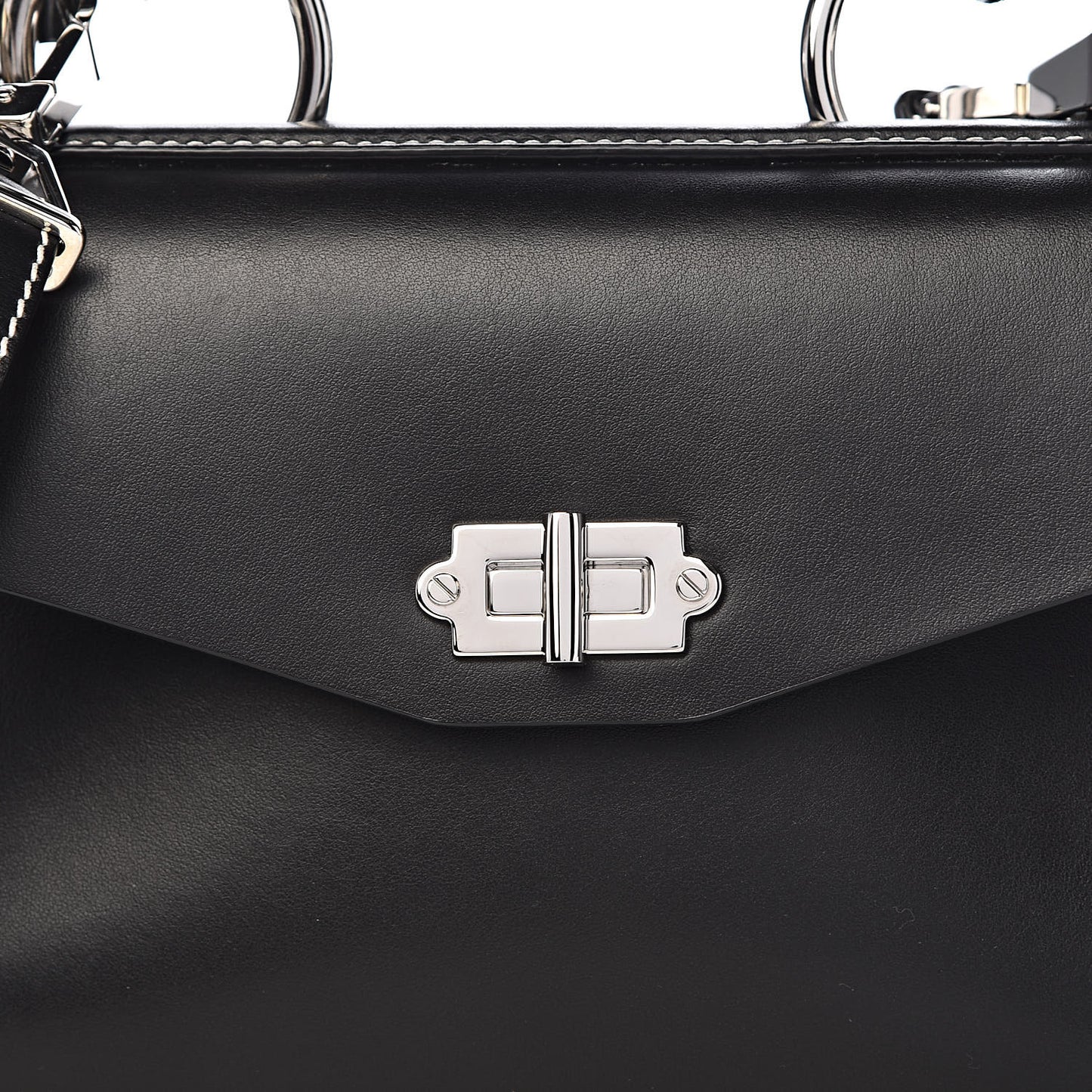 Smooth Calfskin Small Hava Top Handle Bag Black