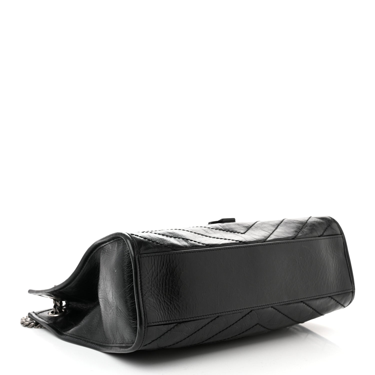 Saint Laurent Crinkled Calfskin Matelasse Monogram Medium Niki Shopper Tote Black 4 of 12
