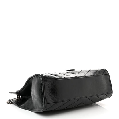 Saint Laurent Crinkled Calfskin Matelasse Monogram Medium Niki Shopper Tote Black 4 of 12
