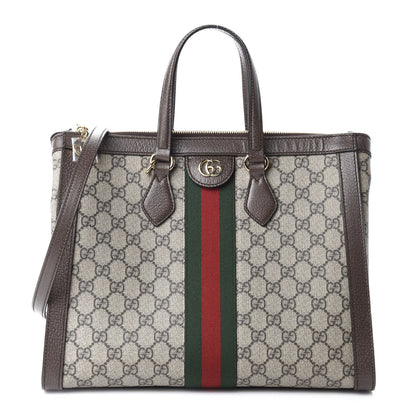 Gucci GG Supreme Monogram Web Medium Ophidia Tote Bag Brown 1 of 11