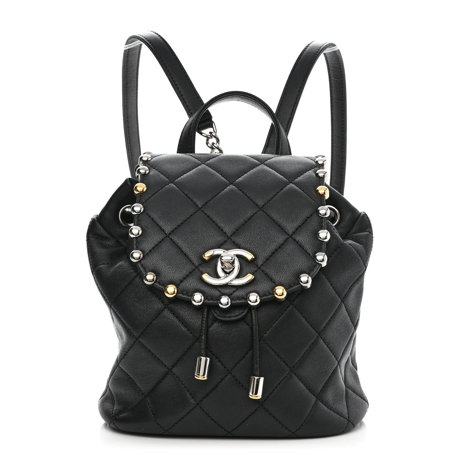 Chanel Lambskin Quilted Metallic Bubble Backpack Black 1 of 11