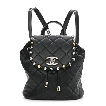 Chanel Lambskin Quilted Metallic Bubble Backpack Black 1 of 11