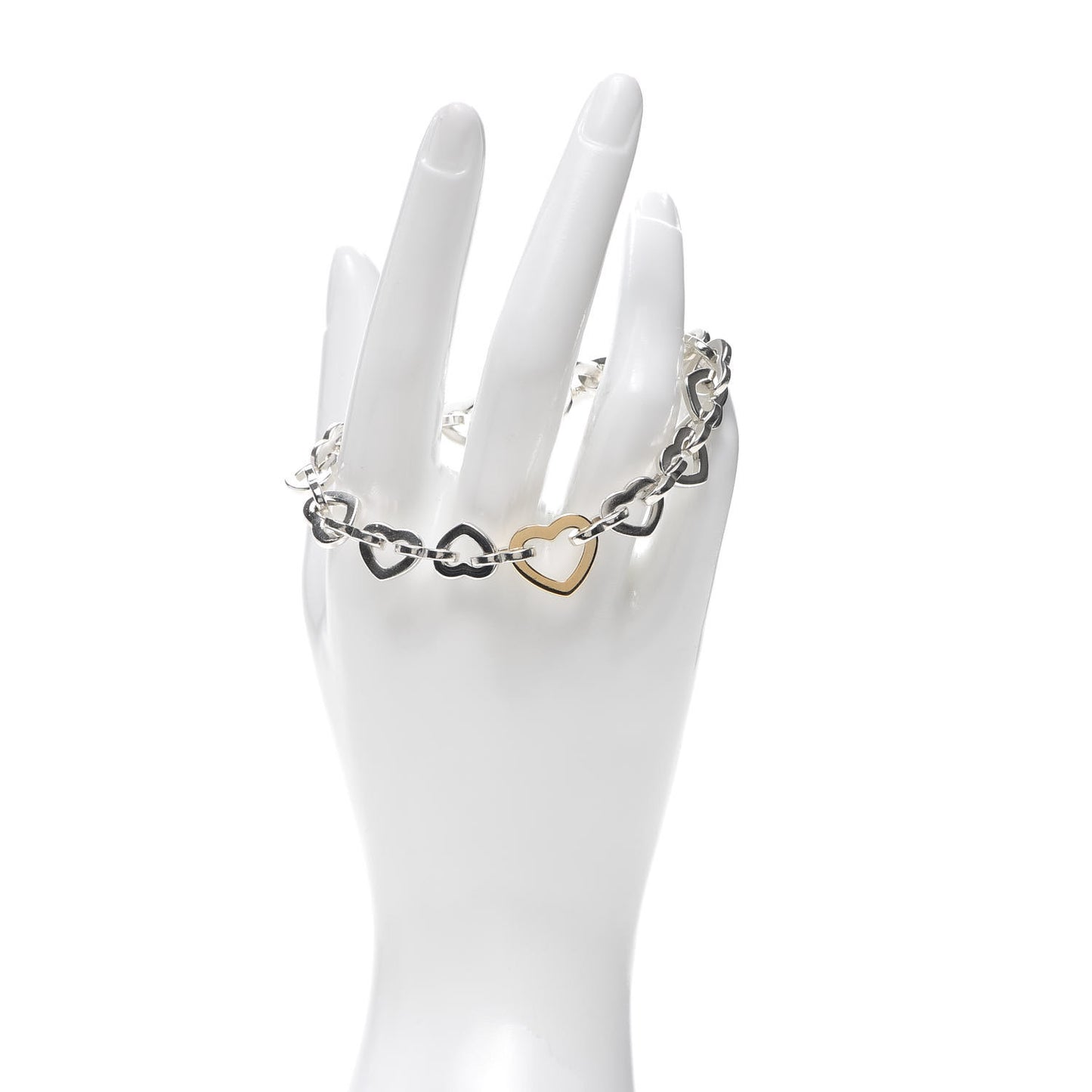 Sterling Silver 18K Yellow Gold Heart Links Bracelet
