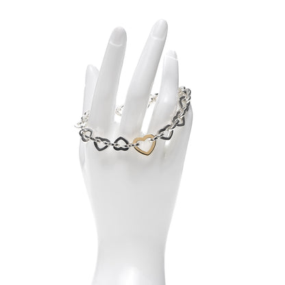 Tiffany Sterling Silver 18K Yellow Gold Heart Links Bracelet 2 of 4