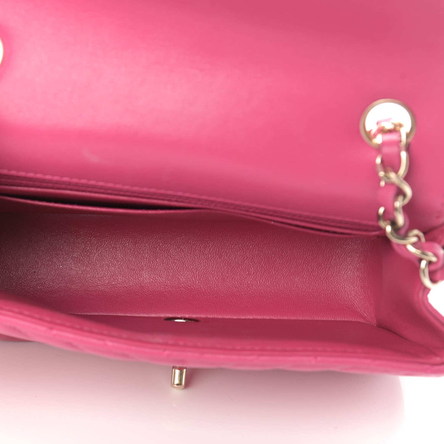 Chanel Lambskin Chevron Quilted Mini Rectangular Flap Dark Pink 5 of 12