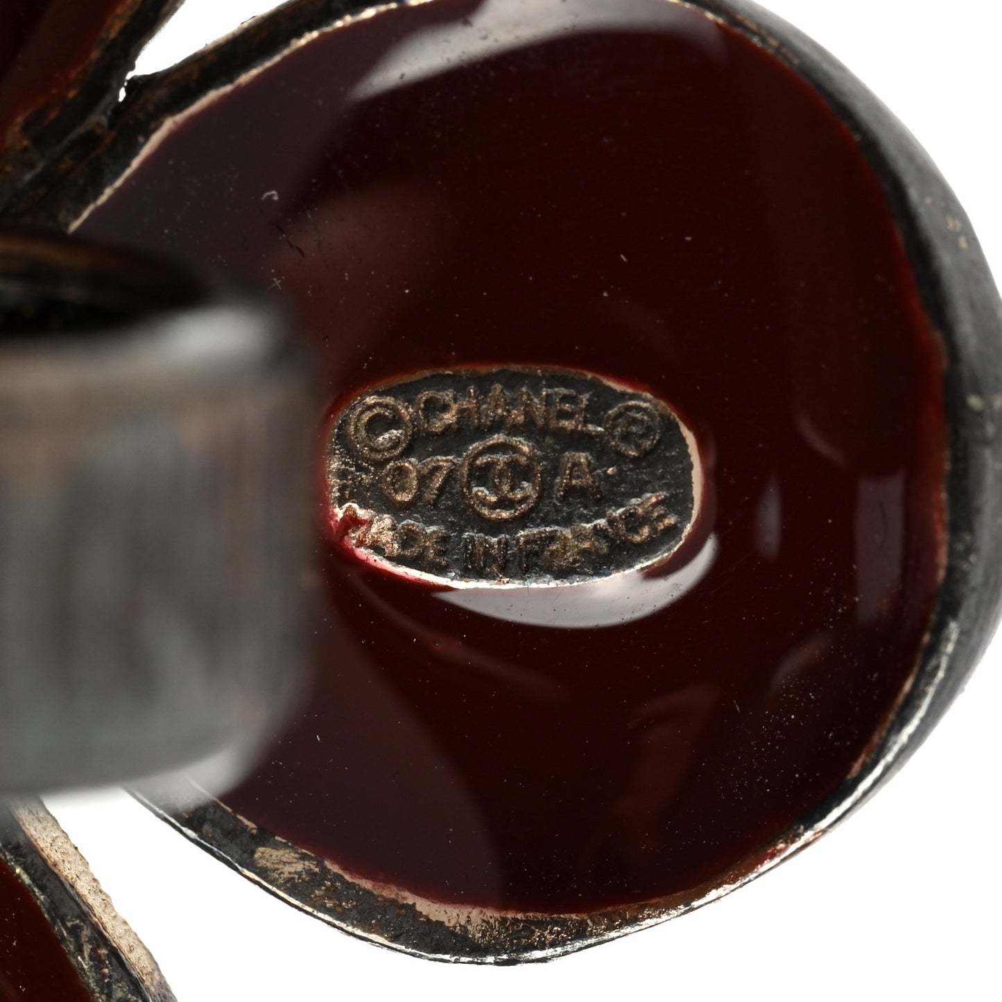 Enamel CC Flower Ring 52/6 Burgundy Gold