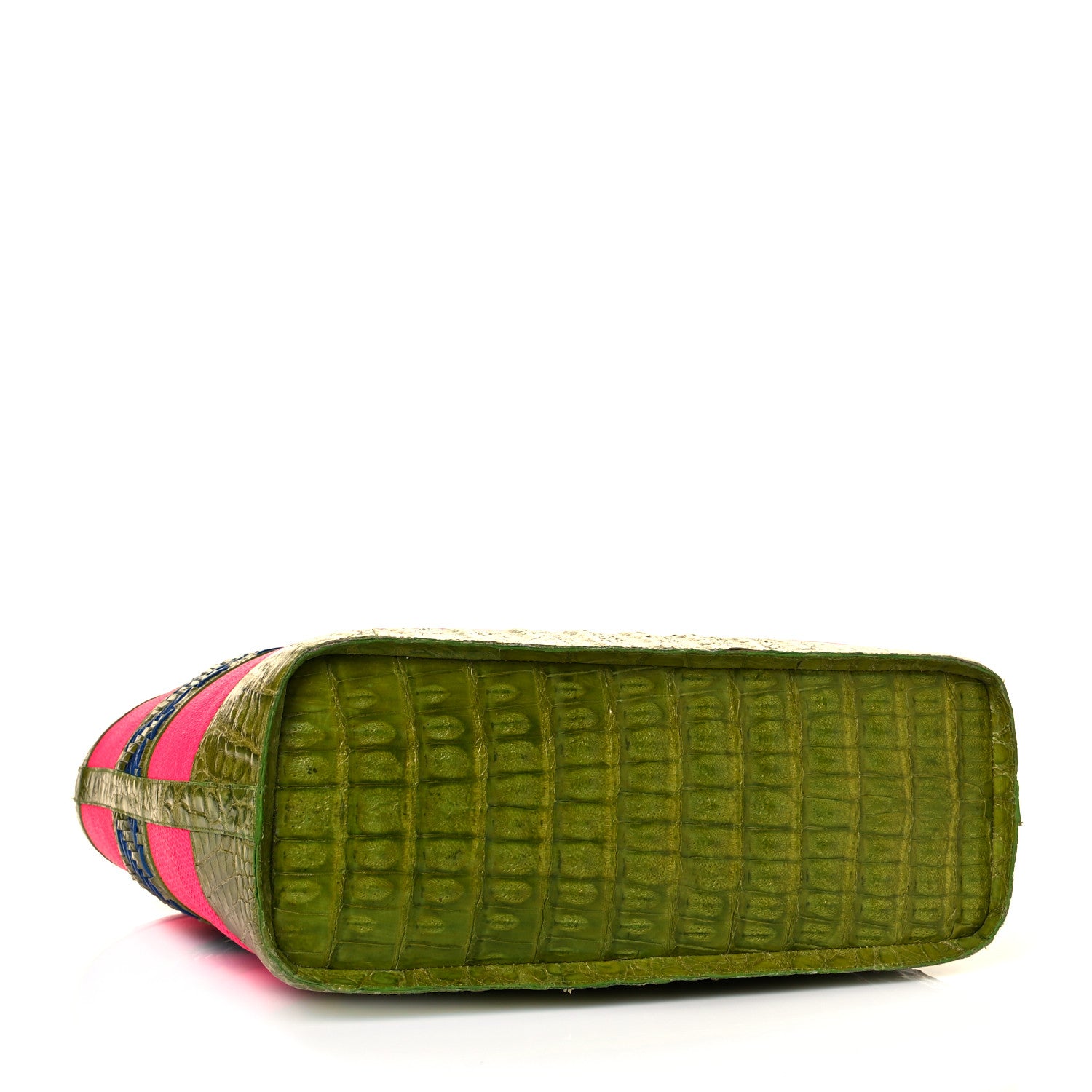 Nancy Gonzalez Crocodile Canvas Woven Tote Pink Green Blue 3 of 9